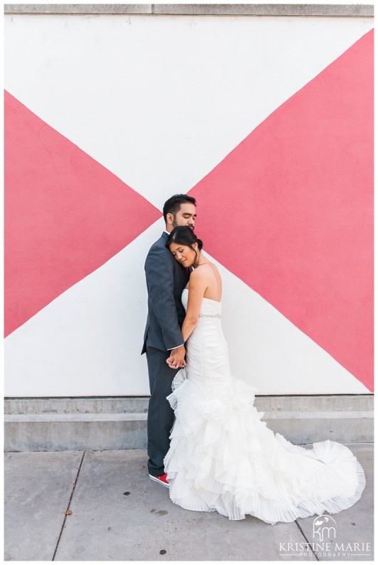 Bride and Groom Wall Mural Photo | California Center for the Arts Escondido Wedding Photo | © Kristine Marie Photography