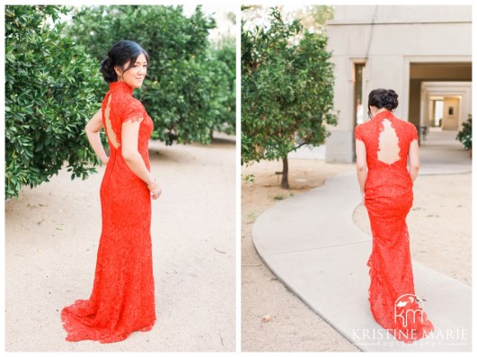 Red Lace Wedding Dress | California Center for the Arts Escondido Wedding Photo | © Kristine Marie Photography