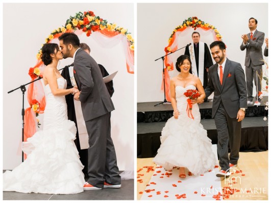 The First Kiss | California Center for the Arts Escondido Wedding Photo | © Kristine Marie Photography