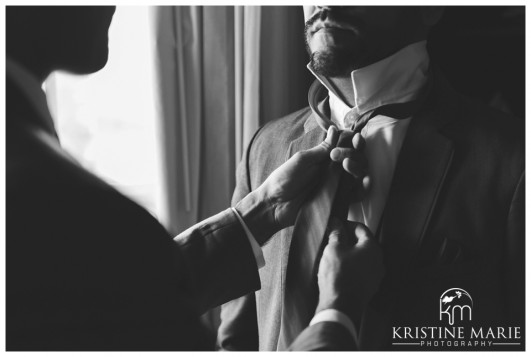 Best Man Helping Groom with Tie | California Center for the Arts Escondido Wedding Photo | © Kristine Marie Photography