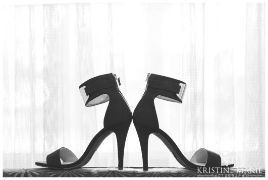 Black and White Photo of Wedding Shoes | California Center for the Arts Escondido Wedding Photo | © Kristine Marie Photography