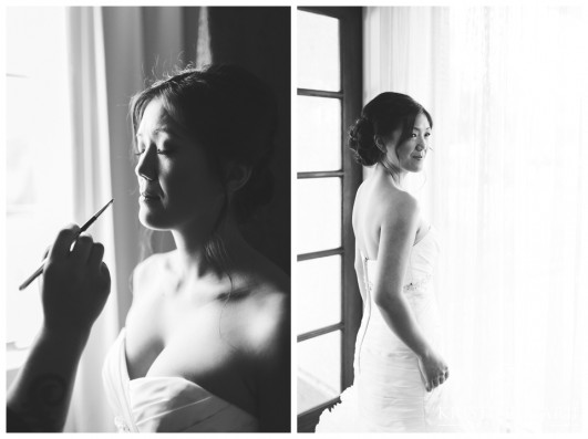 Bride Getting Ready Black and White | California Center for the Arts Escondido Wedding Photo | © Kristine Marie Photography