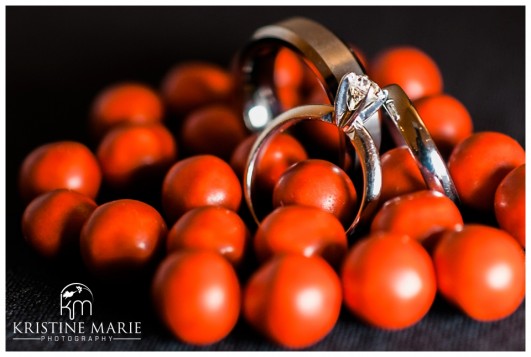 Wedding Rings Red Candy | California Center for the Arts Escondido Wedding Photo | © Kristine Marie Photography