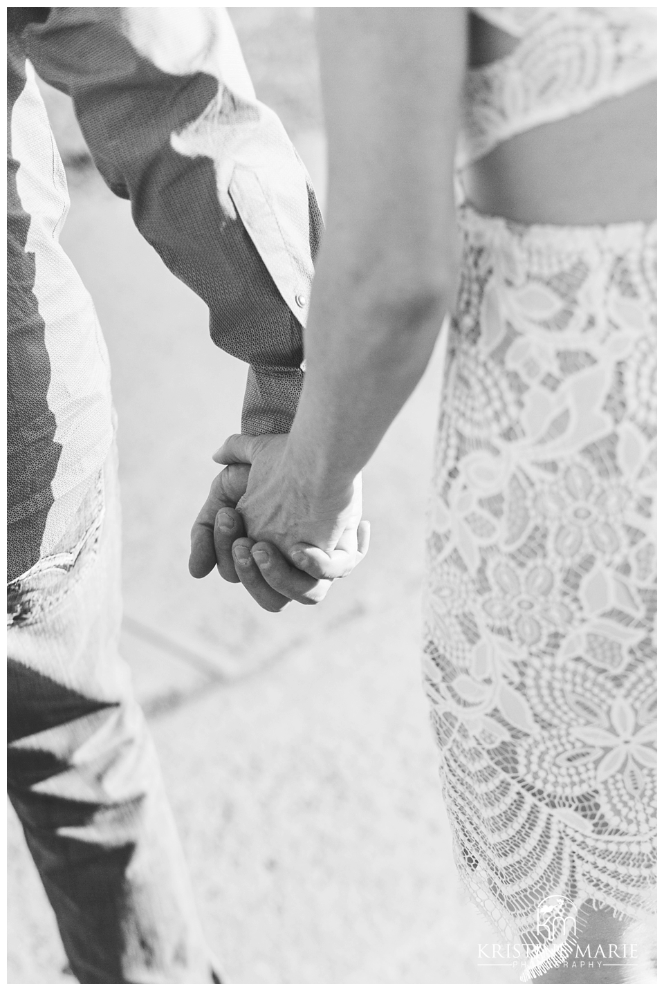 Black and White Photo of Hands | Old Town Engagement Photo | San Diego Engagement Wedding Photographer | Kristine Marie Photography | © www.kristinemariephotography.com