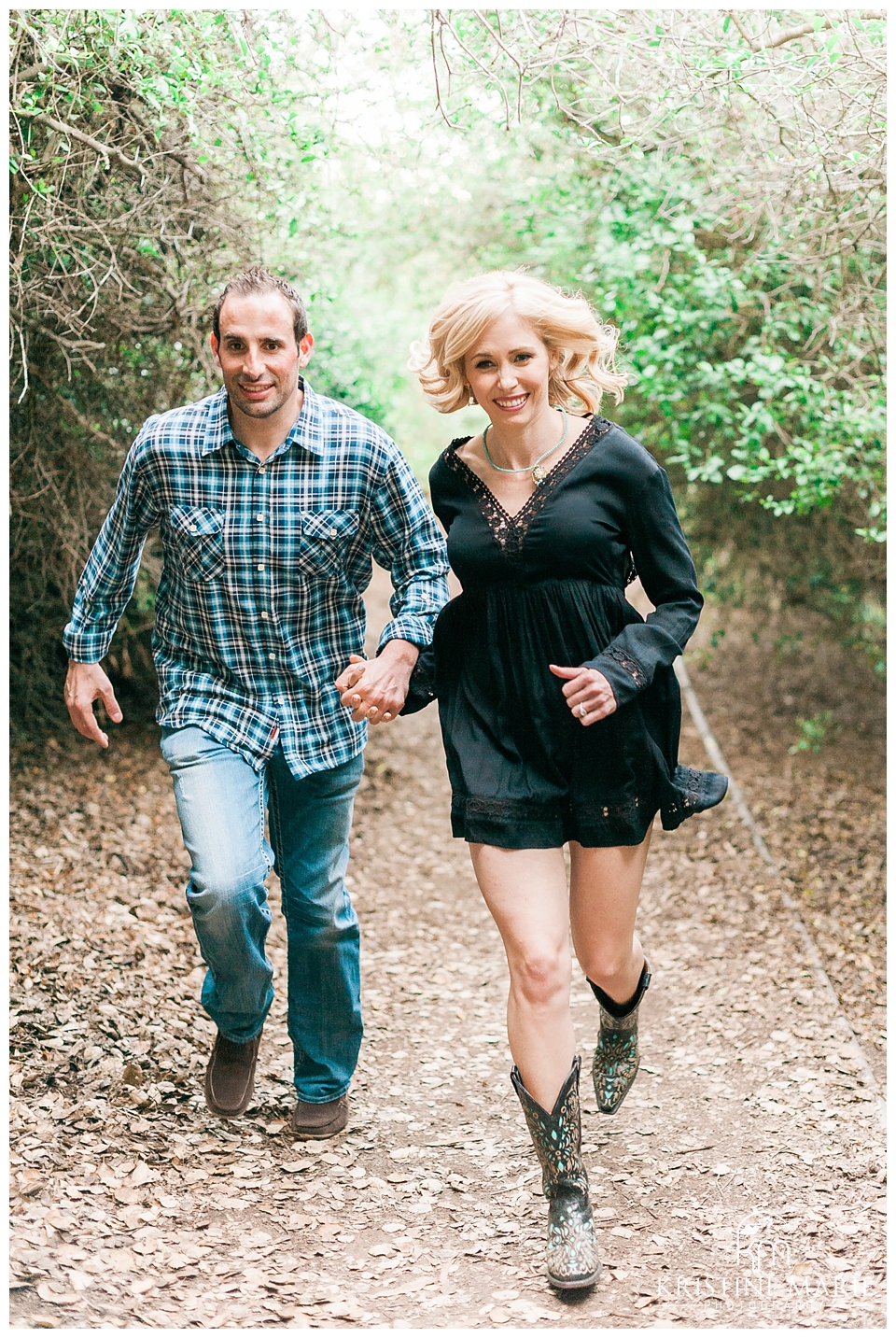 Couple running hand in hand | | Presidio Park Engagement Photo | San Diego Engagement Wedding Photographer | Kristine Marie Photography | © www.kristinemariephotography.com