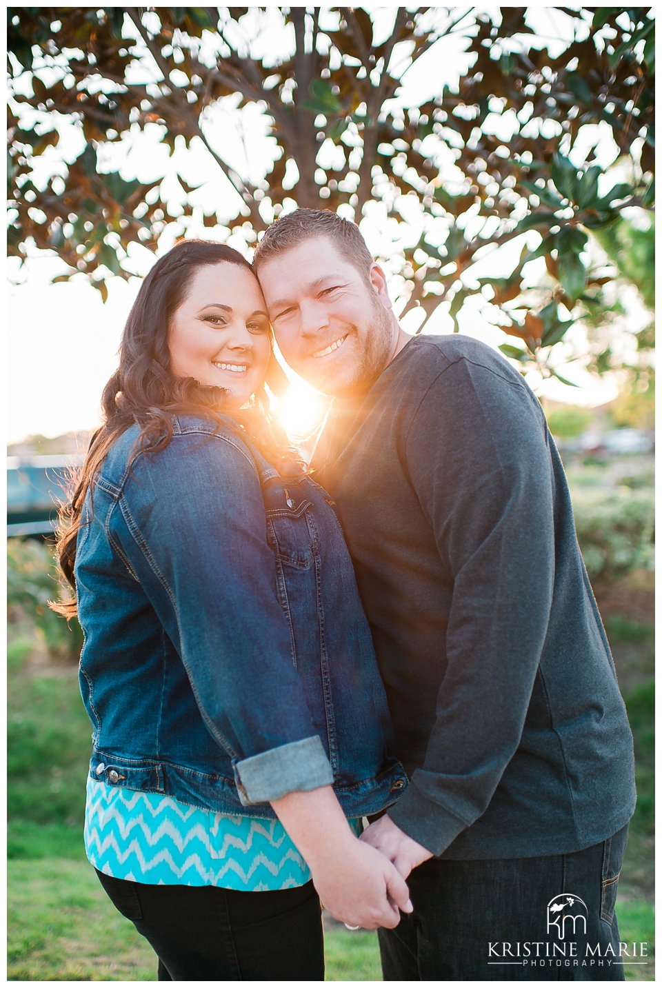 Sunflare Photo of Engaged Couple | Point Loma Engagement Wedding Photographer | Kristine Marie Photography | © www.kristinemariephotography.com
