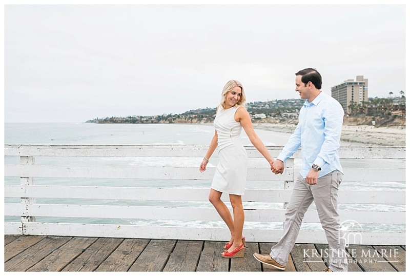 Crystal Pier Engagement Photo  Pacific Beach San Diego Engagement Photographer | Kristine Marie Photography | © www.kristinemariephotography.com