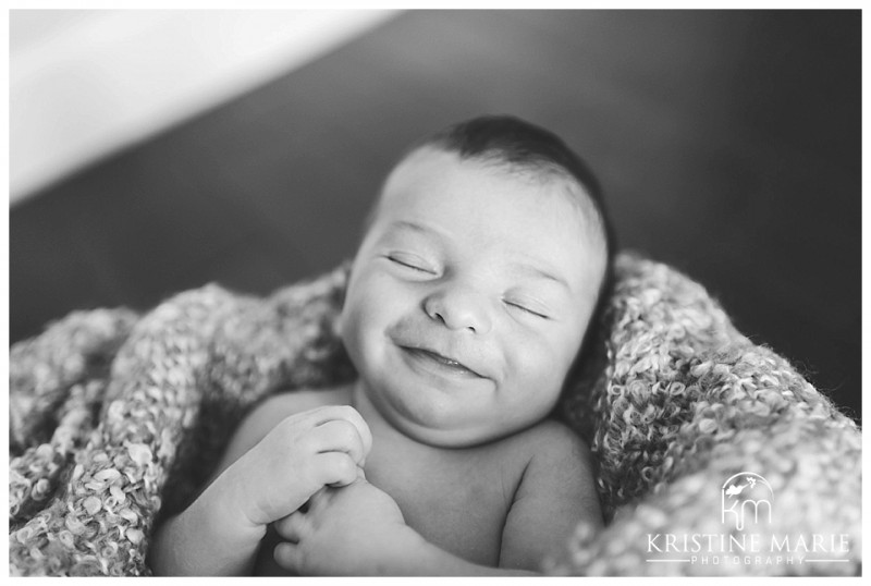 Smiling Sleeping Newborn Baby Boy | | San Diego Newborn Baby Photographer | Kristine Marie Photography © www.kristinemariephotography.com