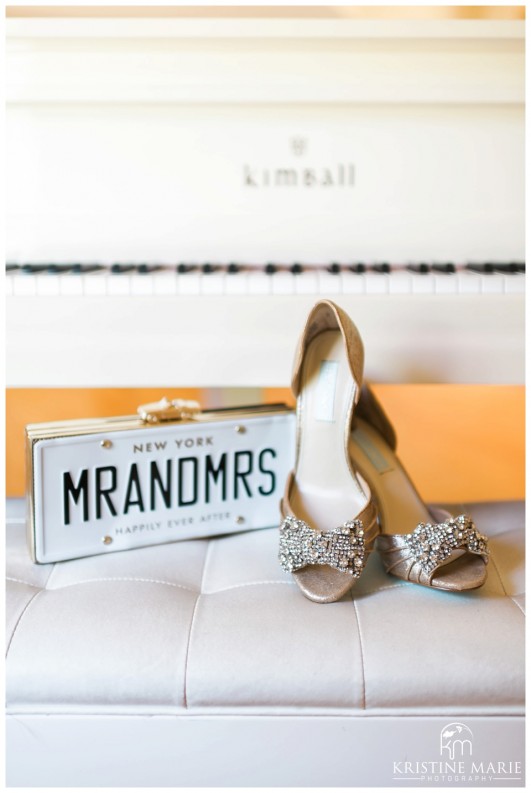 Kate spade Mr and Mrs. Wedding Purse | Jim Hjelm Wedding Dress and Betsey Johnson Wedding Shoes | Fairbanks Ranch Country Club Wedding Photos | Kristine Marie Photography © www.kristinemariephotography.com