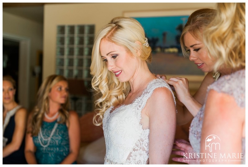 Bride getting ready photo Jim Hjelm Wedding Dress | Fairbanks Ranch Country Club Wedding Photos | Kristine Marie Photography © www.kristinemariephotography.com