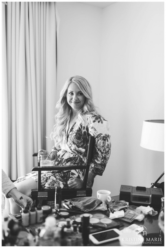 Bride Getting Ready in Makeup Chair | Park Hyatt Aviara Resort Wedding | Carlsbad Wedding Photographer | Kristine Marie Photography © www.kristinemariephotography.com