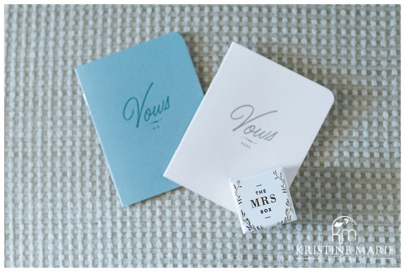 His and Hers Vow Notebooks and Ringbox | Park Hyatt Aviara Resort Wedding | Carlsbad Wedding Photographer | Kristine Marie Photography © www.kristinemariephotography.com
