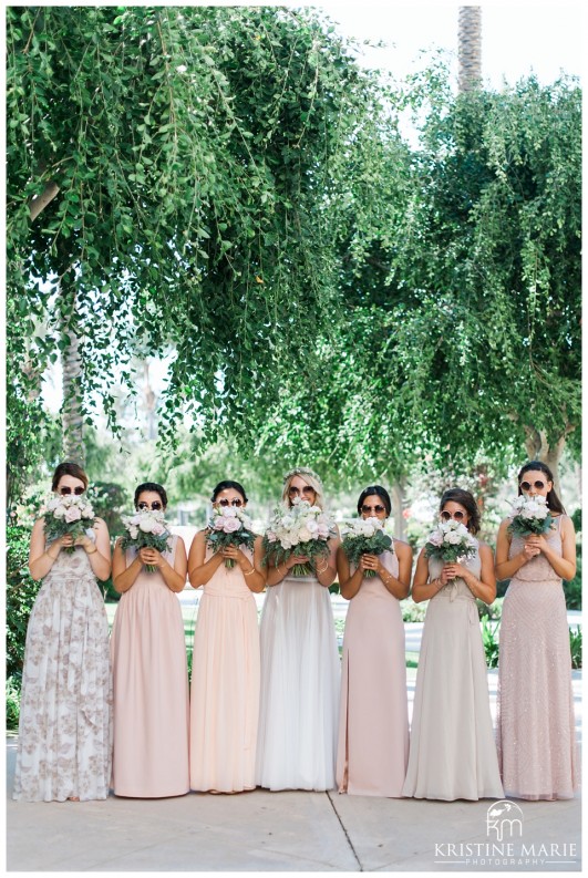 Bridesmaids in Sunglasses and Long Pink Dresses | Park Hyatt Aviara Resort Wedding | Carlsbad Wedding Photographer | Kristine Marie Photography © www.kristinemariephotography.com