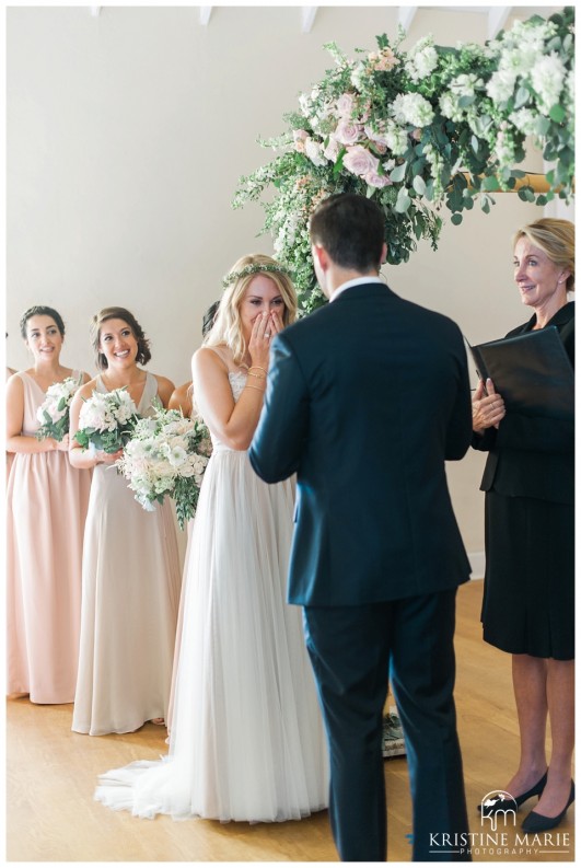 Bride emotional during vows | | Magee Park Heritage Hall Wedding Carlsbad San Diego Wedding Photographer | Kristine Marie Photography | © www.kristinemariephotography.com