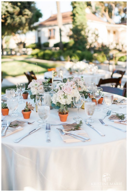 Dinner Table Decor | | Photo by Kristine Marie Photography | San Diego Wedding Photographer | Heritage Hall Magee Park Carlsbad Wedding | © www.kristinemariephotography.com