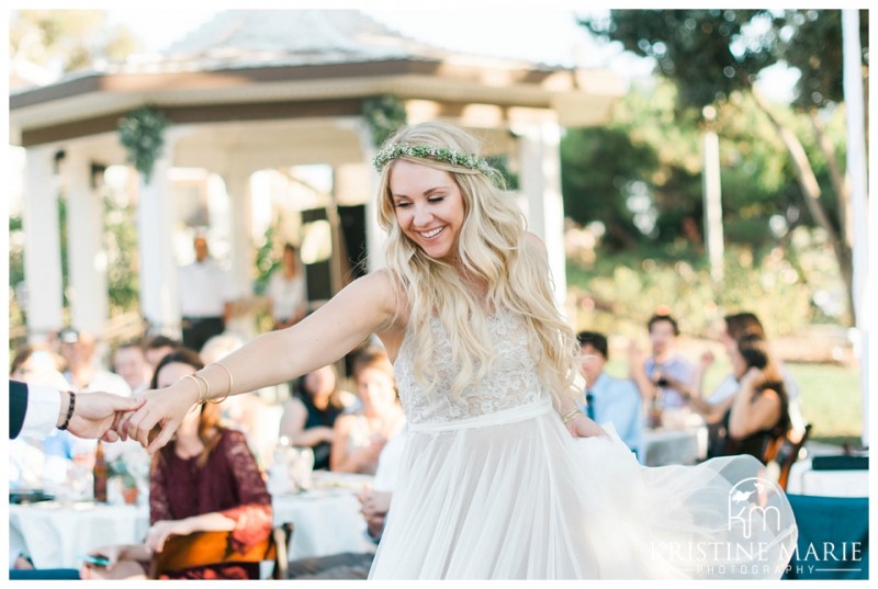 Bride during First Dance | Dinner Table Decor | | Photo by Kristine Marie Photography | San Diego Wedding Photographer | Heritage Hall Magee Park Carlsbad Wedding | © www.kristinemariephotography.com