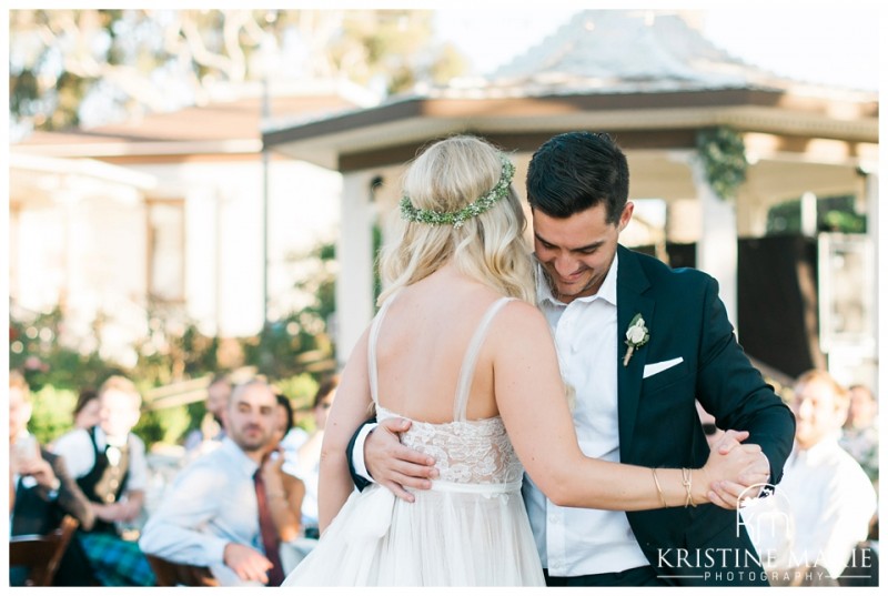 First Dance Photo | Dinner Table Decor | | Photo by Kristine Marie Photography | San Diego Wedding Photographer | Heritage Hall Magee Park Carlsbad Wedding | © www.kristinemariephotography.com