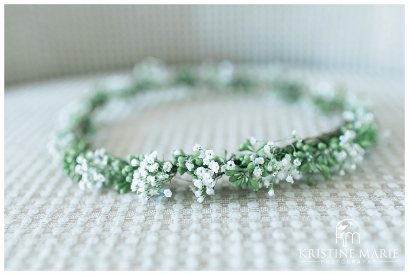 Baby's Breath Floral Crown | Florals by Cherry Blossom Floral Design | Park Hyatt Aviara Resort Wedding | Carlsbad Wedding Photographer | Kristine Marie Photography © www.kristinemariephotography.com