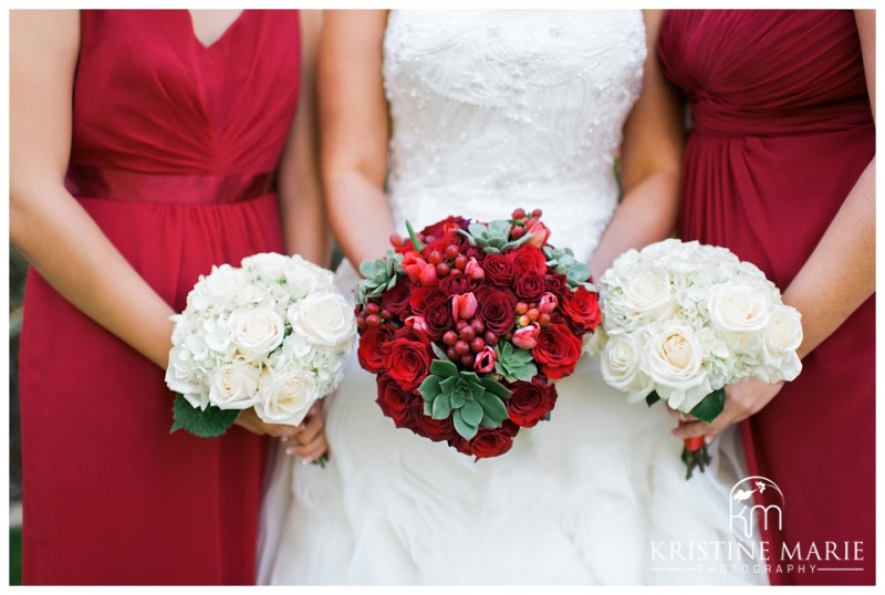 Red Roses Succulents Bouquet All White Roses Bouquet | Maderas Golf Club | Poway San Diego Wedding Photographer | Kristine Marie Photography | © www.kristinemariephotography.com