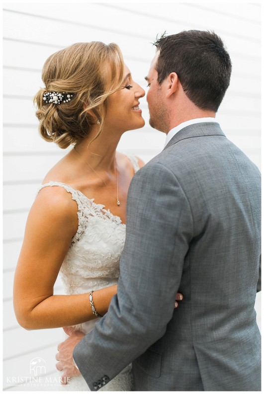 Bride and Groom first Look at Indigo Del Mar | Scripps Seaside Forum Wedding | La Jolla San Diego Wedding Photographer | Kristine Marie Photography | © www.kristinemariephotography.com