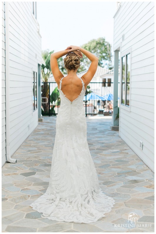 Back of the Dress Shot | Scripps Seaside Forum Wedding | La Jolla San Diego Wedding Photographer | Kristine Marie Photography | © www.kristinemariephotography.com