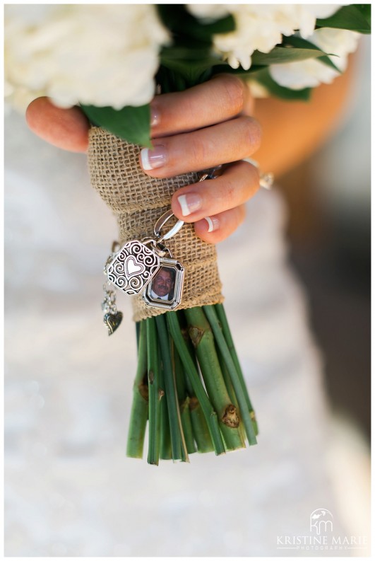 Charm on Bouquet | Scripps Seaside Forum Wedding | La Jolla San Diego Wedding Photographer | Kristine Marie Photography | © www.kristinemariephotography.com