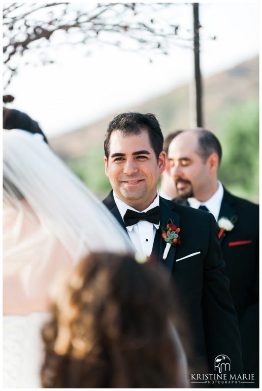 Groom Seeing his Bride Walk Down the Aisle | Maderas Golf Club | Poway San Diego Wedding Photographer | Kristine Marie Photography | © www.kristinemariephotography.com