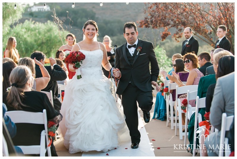 Bride and Groom Dance Down the Aisle | Maderas Golf Club | Poway San Diego Wedding Photographer | Kristine Marie Photography | © www.kristinemariephotography.com