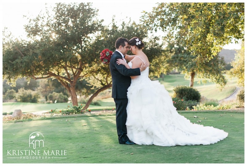 Romantic Bride and Groom Photo | Maderas Golf Club | Poway San Diego Wedding Photographer | Kristine Marie Photography | © www.kristinemariephotography.com