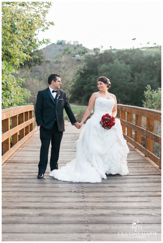 Bride and Groom on Bridge | Maderas Golf Club | Poway San Diego Wedding Photographer | Kristine Marie Photography | © www.kristinemariephotography.com