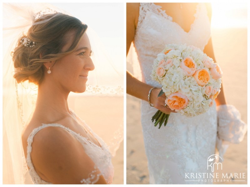 sunset bride veil bouquet bride | Scripps Seaside Forum Wedding | La Jolla San Diego Wedding Photographer | Kristine Marie Photography | © www.kristinemariephotography.com