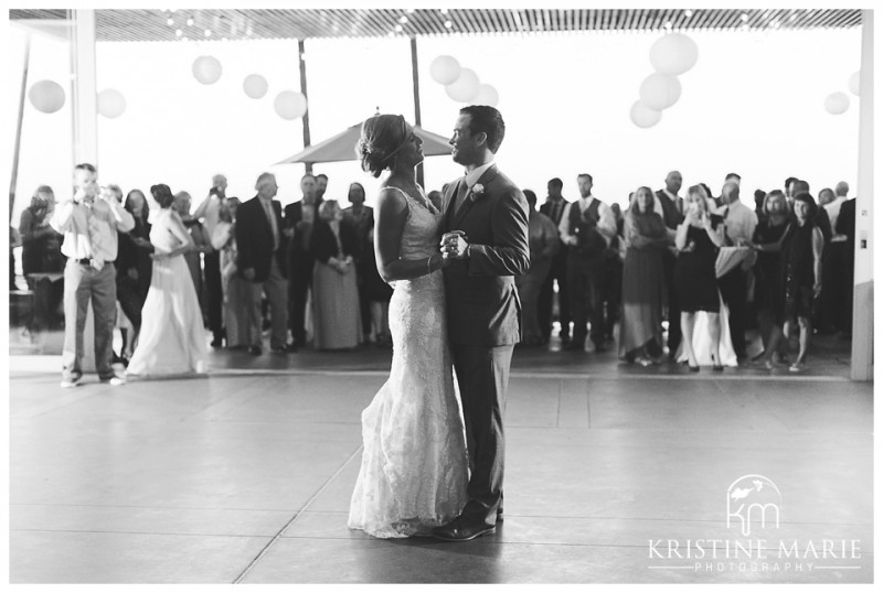 Black and White photo firs dance | Scripps Seaside Forum Wedding | La Jolla San Diego Wedding Photographer | Kristine Marie Photography | © www.kristinemariephotography.com
