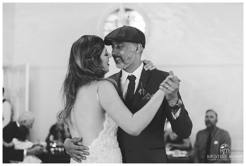 first dance bride and groom black and white photo | Chula Vista Womans Club | San Diego Wedding Photographer | Kristine Marie Photography 