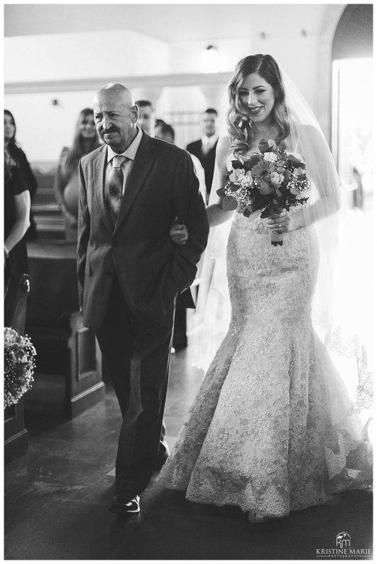 father of bride walking down the aisle | Balboa Park San Diego Wedding Photographer | Chula Vista Woman's Club | Kristine Marie Photography 