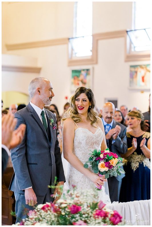 First Kiss | Saint Anthony of Padua wedding | Balboa Park San Diego Wedding Photographer | Chula Vista Woman's Club | Kristine Marie Photography 