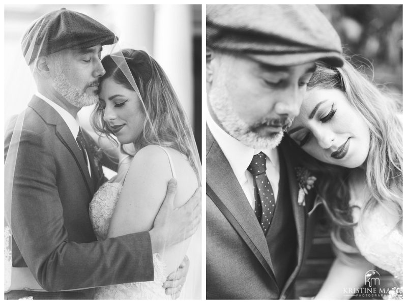 Black and white romantic bride and groom photo | Balboa Park San Diego Wedding Photographer | Kristine Marie Photography 