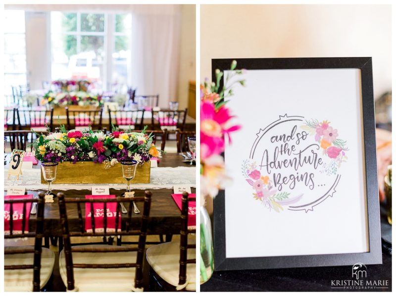 fuschia details watercolor signage | Chula Vista Womans Club | San Diego Wedding Photographer | Kristine Marie Photography 