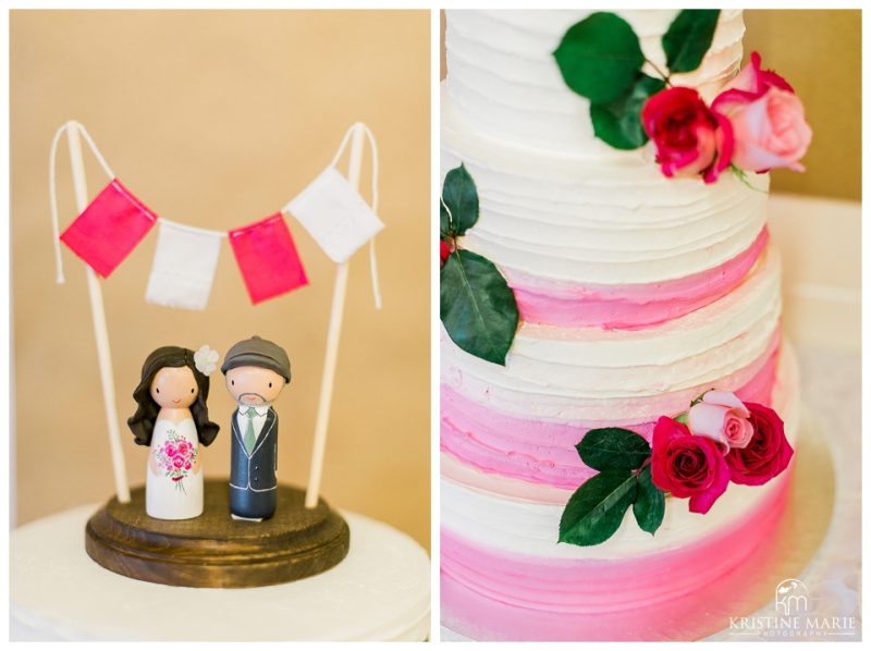 cake topper fuschia cake | Chula Vista Womans Club | San Diego Wedding Photographer | Kristine Marie Photography 