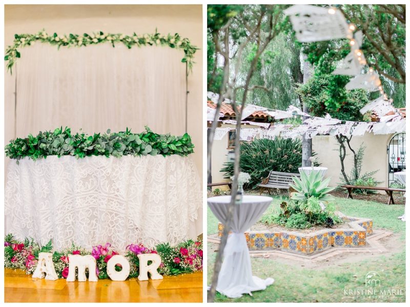 amor sweetheart table papel picado | Chula Vista Womans Club | San Diego Wedding Photographer | Kristine Marie Photography 