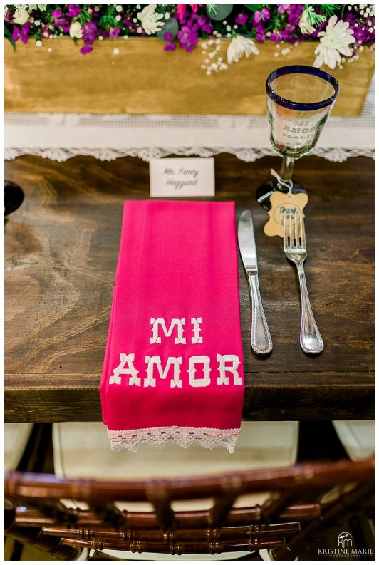 mi amor fuschia napkin | Chula Vista Womans Club | San Diego Wedding Photographer | Kristine Marie Photography 
