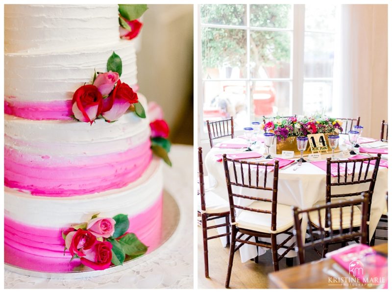 white and fuschia cake | Chula Vista Womans Club | San Diego Wedding Photographer | Kristine Marie Photography 