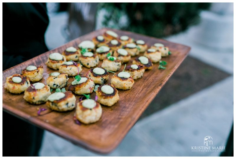 crab cake appetizers | BRICK Liberty Station Wedding Picture San Diego Photographer | © Kristine Marie Photography 