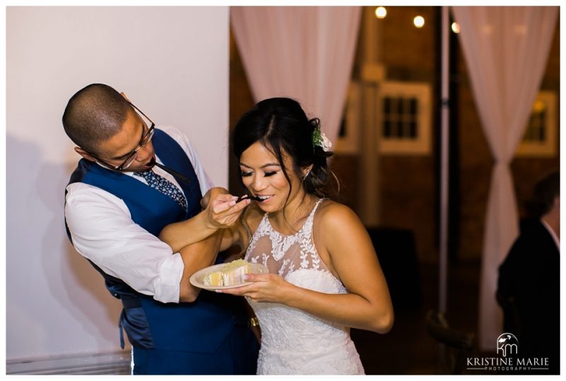 cake cutting | BRICK Liberty Station Wedding Picture San Diego Photographer | © Kristine Marie Photography 