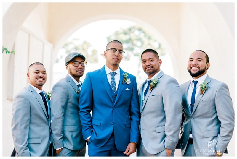 groomsmen in gray suits | Kona Kai Resort Wedding Picture San Diego Photographer | © Kristine Marie Photography 