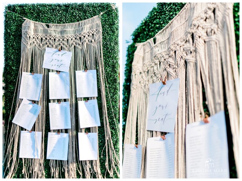 seating chart woven bohemian | BRICK Liberty Station Wedding Picture San Diego Photographer | © Kristine Marie Photography 