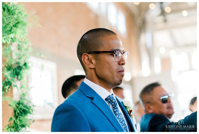 emotional groom ceremony | BRICK Liberty Station Wedding Picture San Diego Photographer | © Kristine Marie Photography 