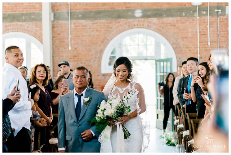 father of bride ceremony aisle | BRICK Liberty Station Wedding Picture San Diego Photographer | © Kristine Marie Photography 