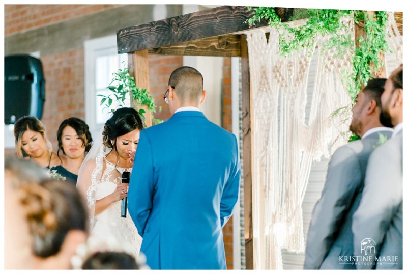 emotional bride vows ceremony | BRICK Liberty Station Wedding Picture San Diego Photographer | © Kristine Marie Photography 