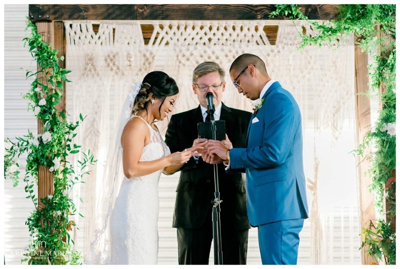 bride groom exchange rings | BRICK Liberty Station Wedding Picture San Diego Photographer | © Kristine Marie Photography 