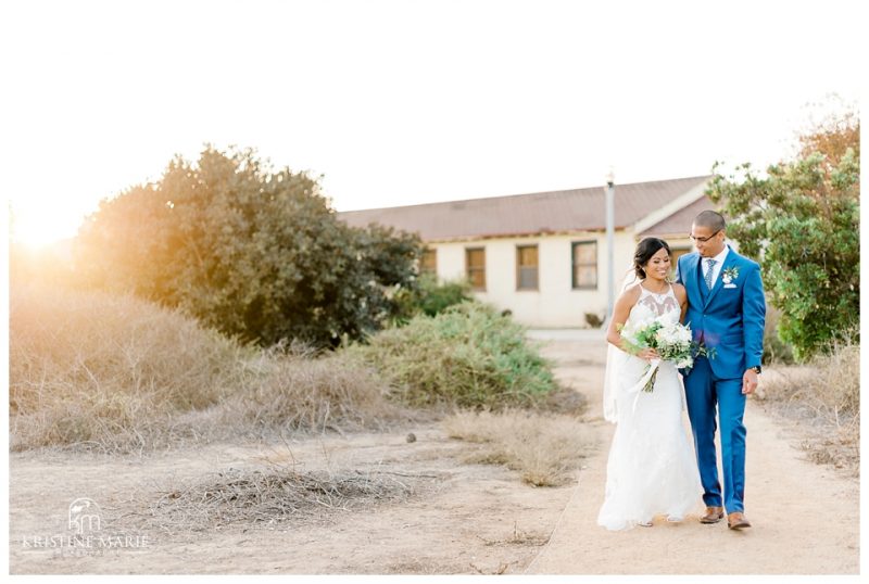 sunset bride groom romantic photos | BRICK Liberty Station Wedding Picture San Diego Photographer | © Kristine Marie Photography 